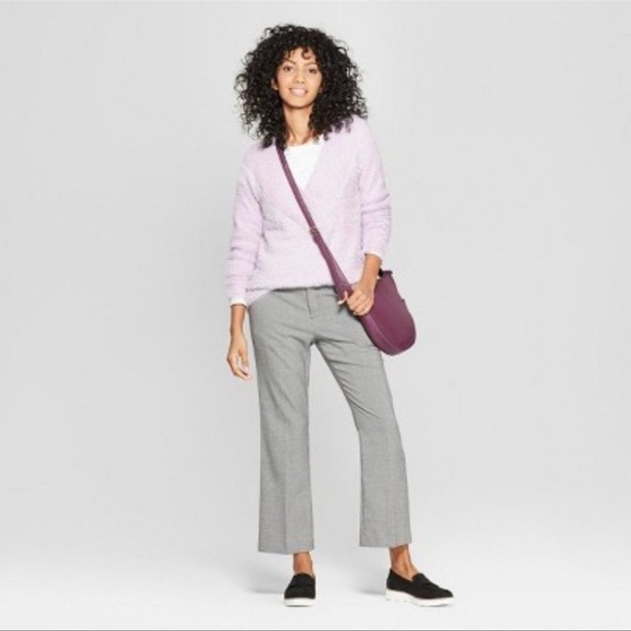 A New Day Pastel Purple Fuzzy Eyelash V Neck Long Sweater sz small - Picture 9 of 10